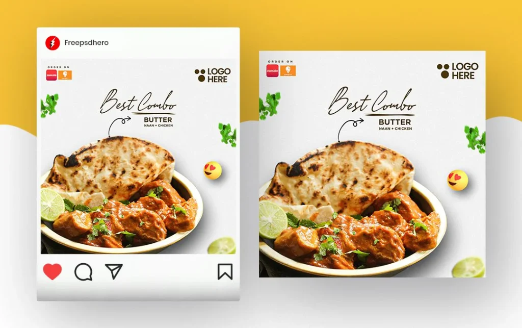 Restaurant Instagram story template with a modern design for promoting menus, special offers, and events.