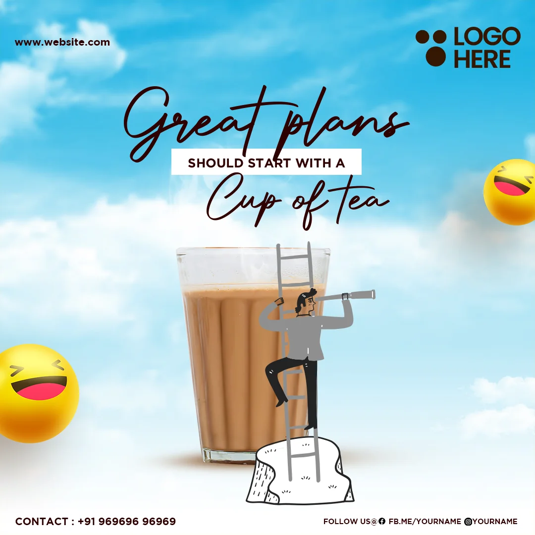Customizable beverage PSD post template featuring a stylish design for promoting drinks and special offers.