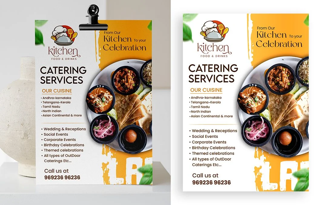 Free food flyer template with a customizable PSD design for restaurant promotions and menus.