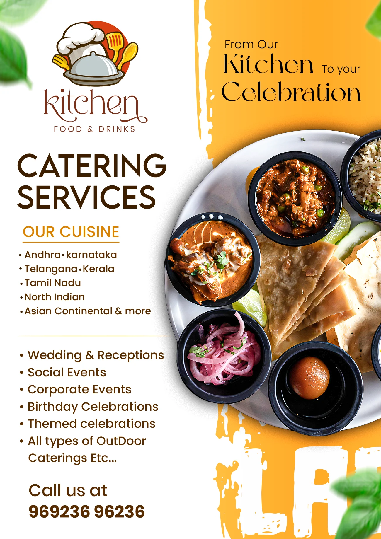 Free food flyer template with a customizable PSD design for restaurant promotions and menus.