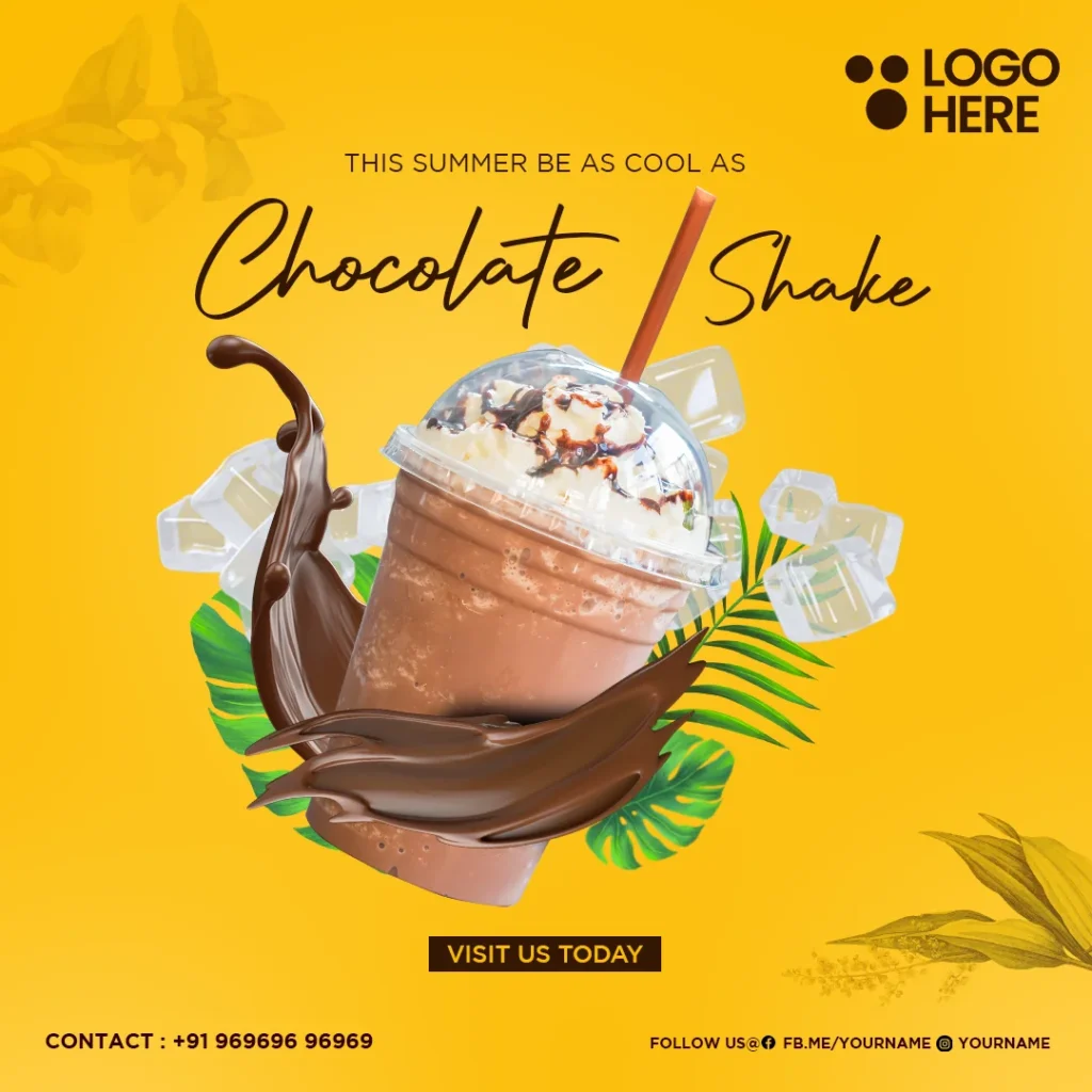 Customizable smoothie PSD template designed for promoting beverages and drink specials on social media.