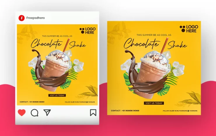 Customizable smoothie PSD template designed for promoting beverages and drink specials on social media.