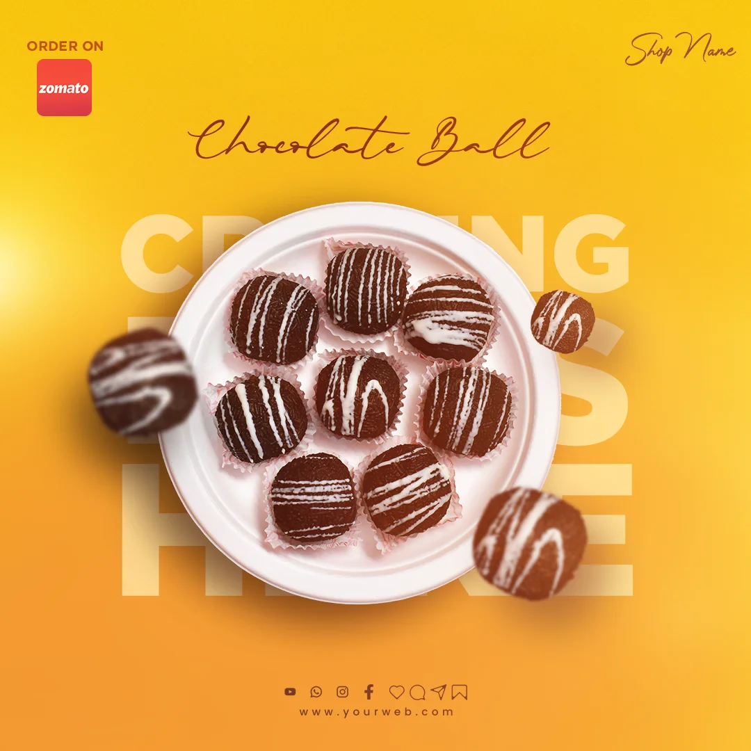 Customizable chocolate product flyer PSD template designed for promoting chocolate products and sweet treats