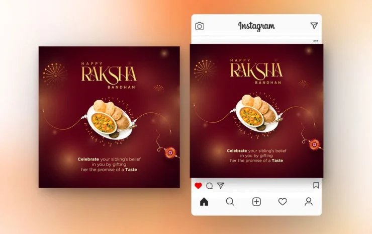 Free Raksha Bandhan PSD file with customizable designs for creating festive posters and social media graphics.