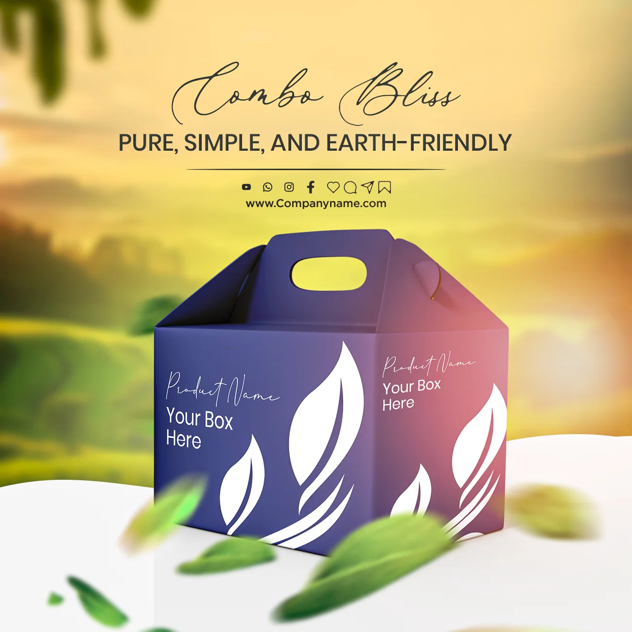 Customizable food packaging flyer PSD template for promoting food products and branding.