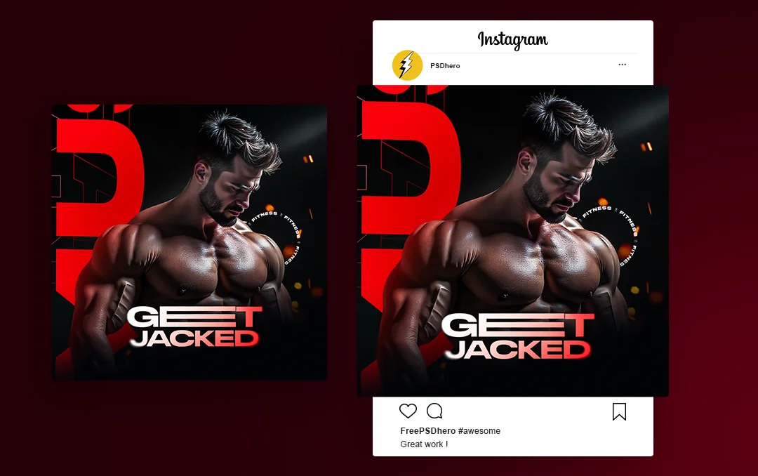Download Free Gym Fitness Social Media PSD Templates - For Instagram, Facebook, etc.