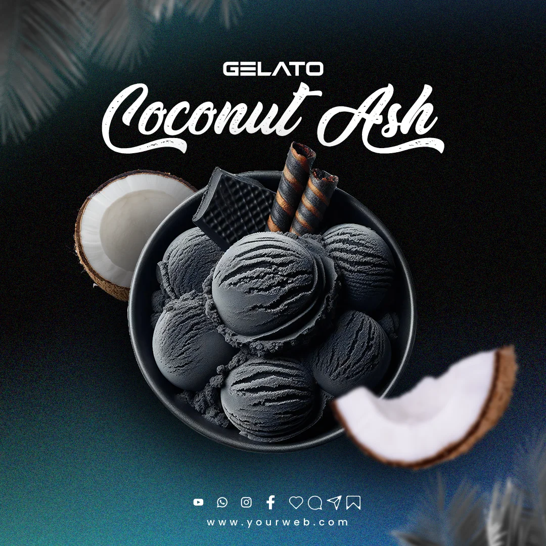 Customizable ice cream shop PSD template for promoting ice cream menus, special offers, and events.