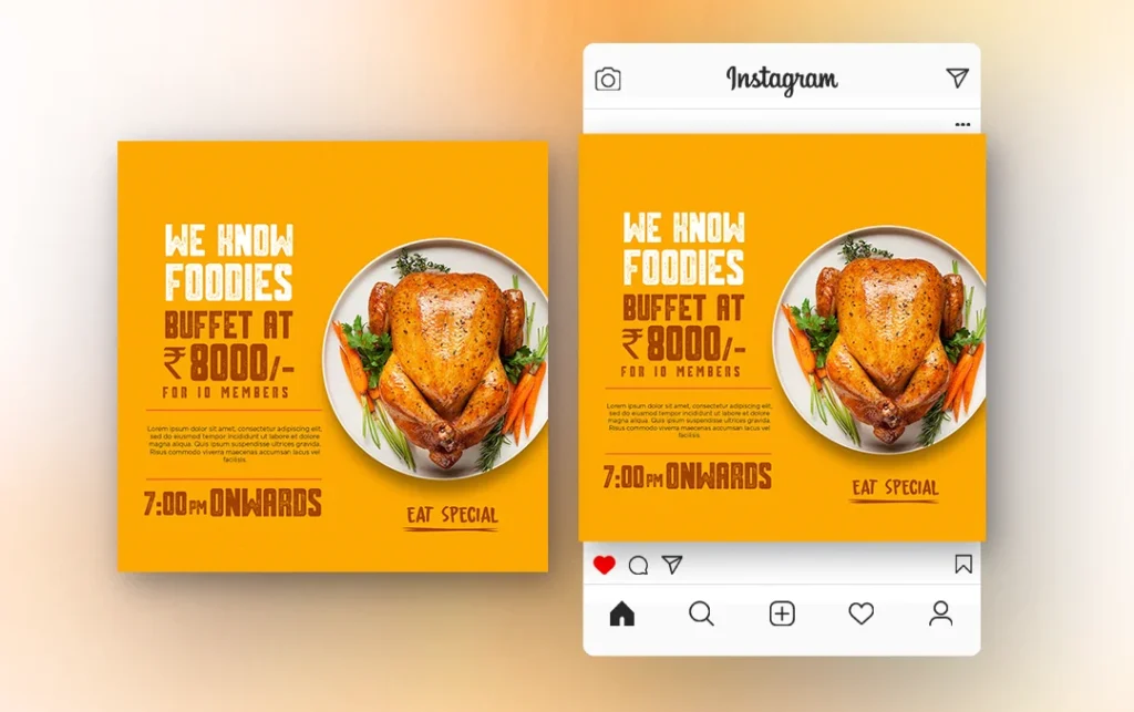 Customizable buffet free PSD template for promoting buffet menus, events, and restaurant offers