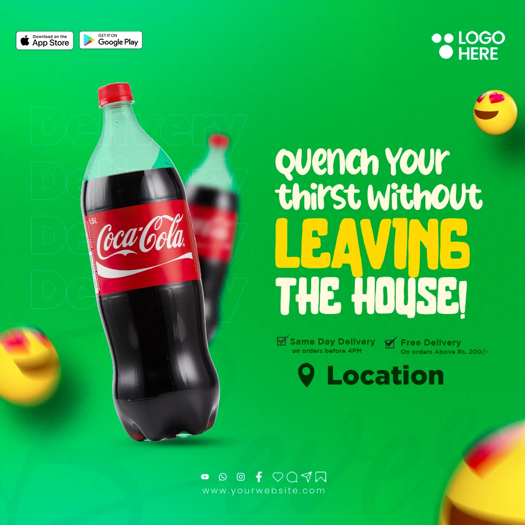 Free beverage Instagram template with a stylish and customizable design, perfect for promoting drinks, cafe specials, and social media marketing.