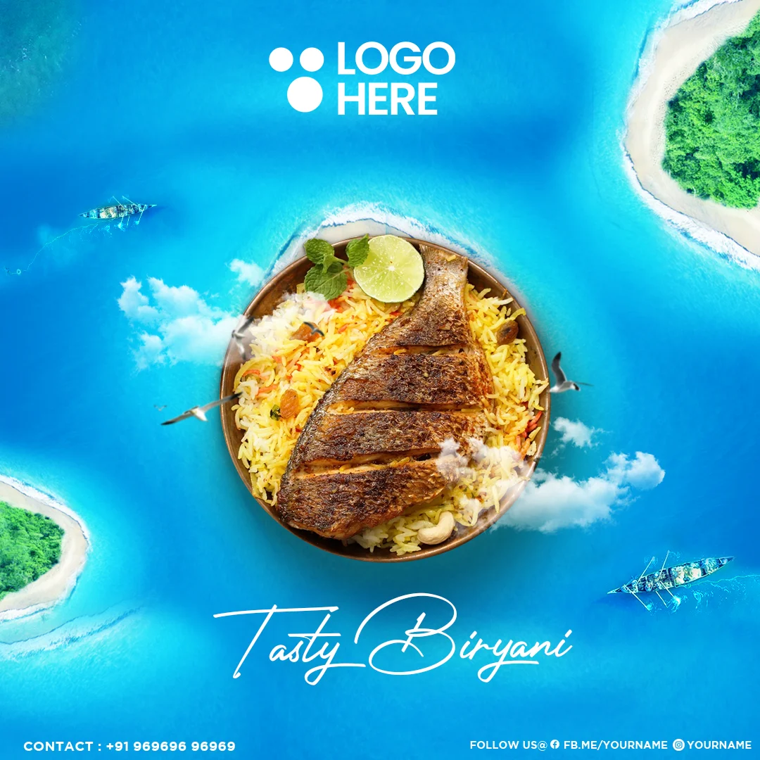 Seafood free PSD template with a clean and customizable design, ideal for promoting seafood restaurants, special offers, and seafood dishes.