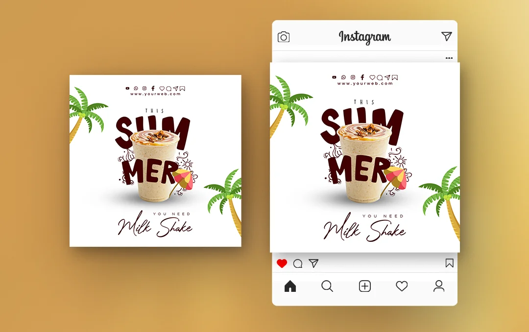 Milkshake free PSD template with a vibrant and customizable design, ideal for promoting milkshakes, desserts, and drink specials.