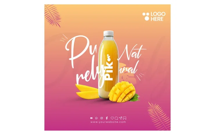 Free PSD template for beverage promotions with a stylish and customizable design, ideal for cafes, juice bars, and drink advertisements.