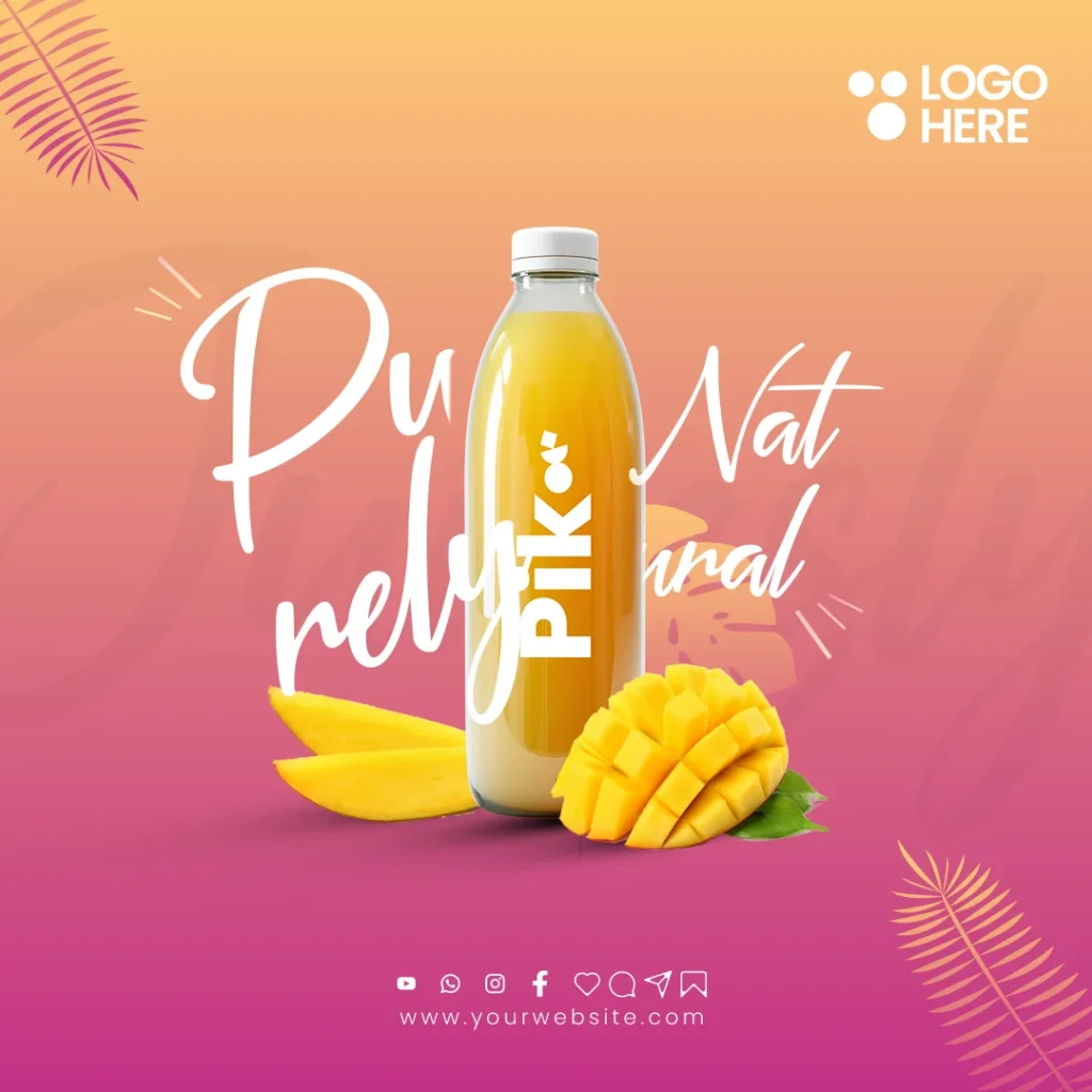 Free PSD template for beverage promotions with a stylish and customizable design, ideal for cafes, juice bars, and drink advertisements.
