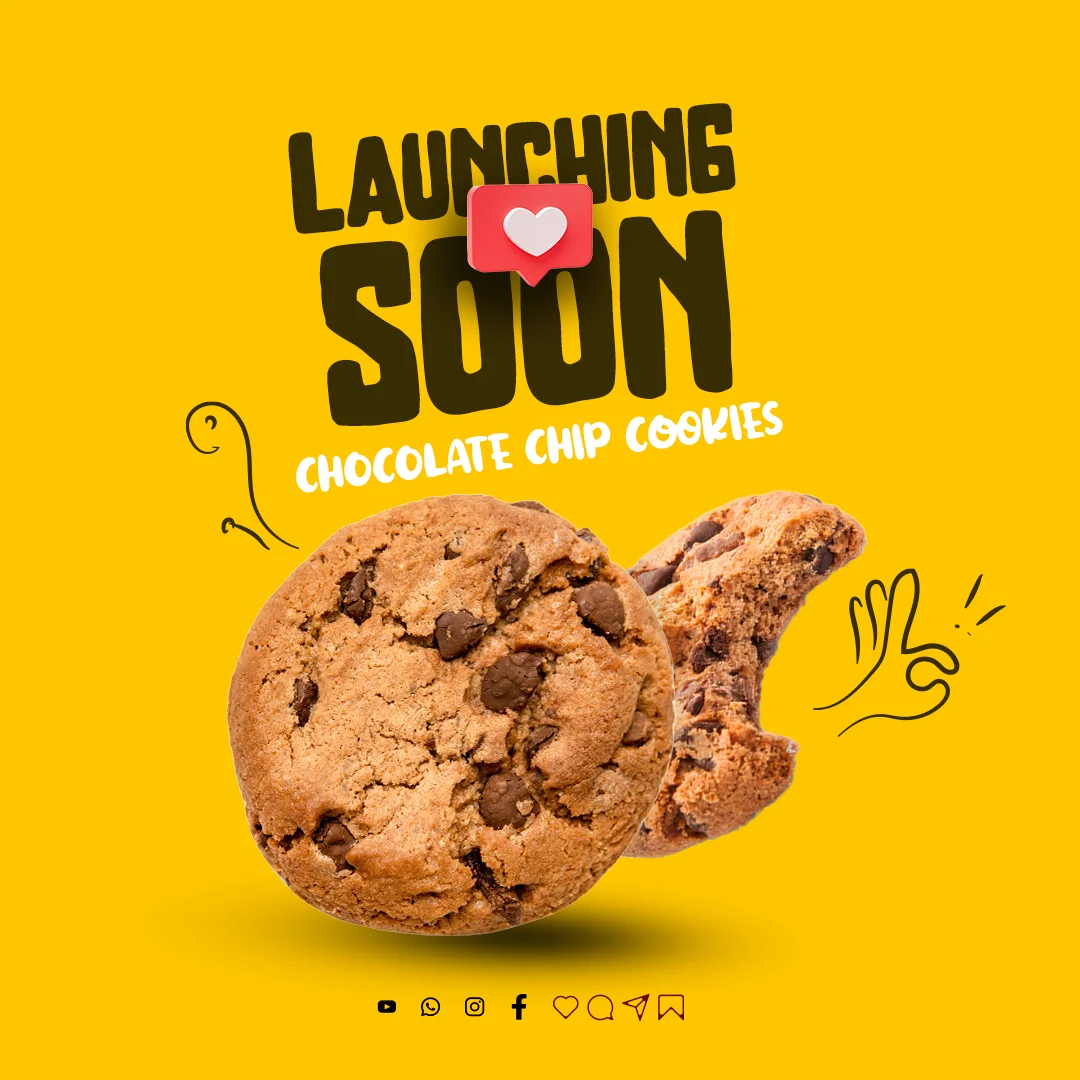 Biscuit poster design template with an appealing layout, ideal for promoting biscuit brands or products.