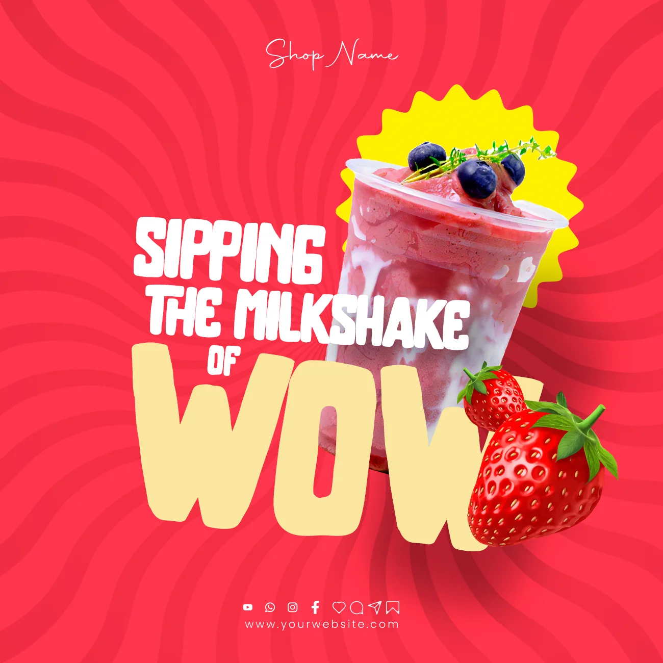 Milkshake PSD template with colorful and customizable designs, perfect for promoting milkshake specials and cafe menus.