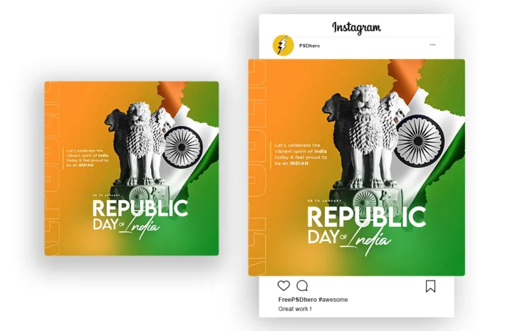 Download this Free Republic of India Instagram Template PSD for Eye-Catching Social Media Posts