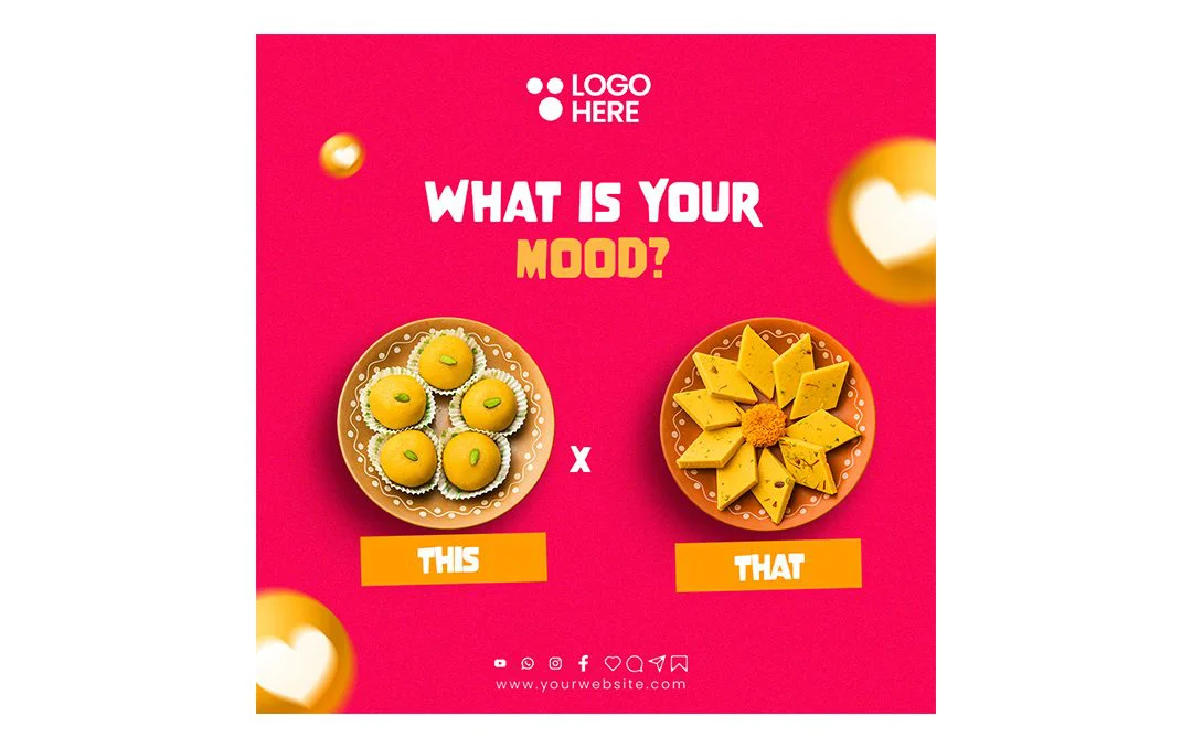 Restaurant engagement PSD template with a creative and customizable design, ideal for social media interactions, promotions, and restaurant marketing.