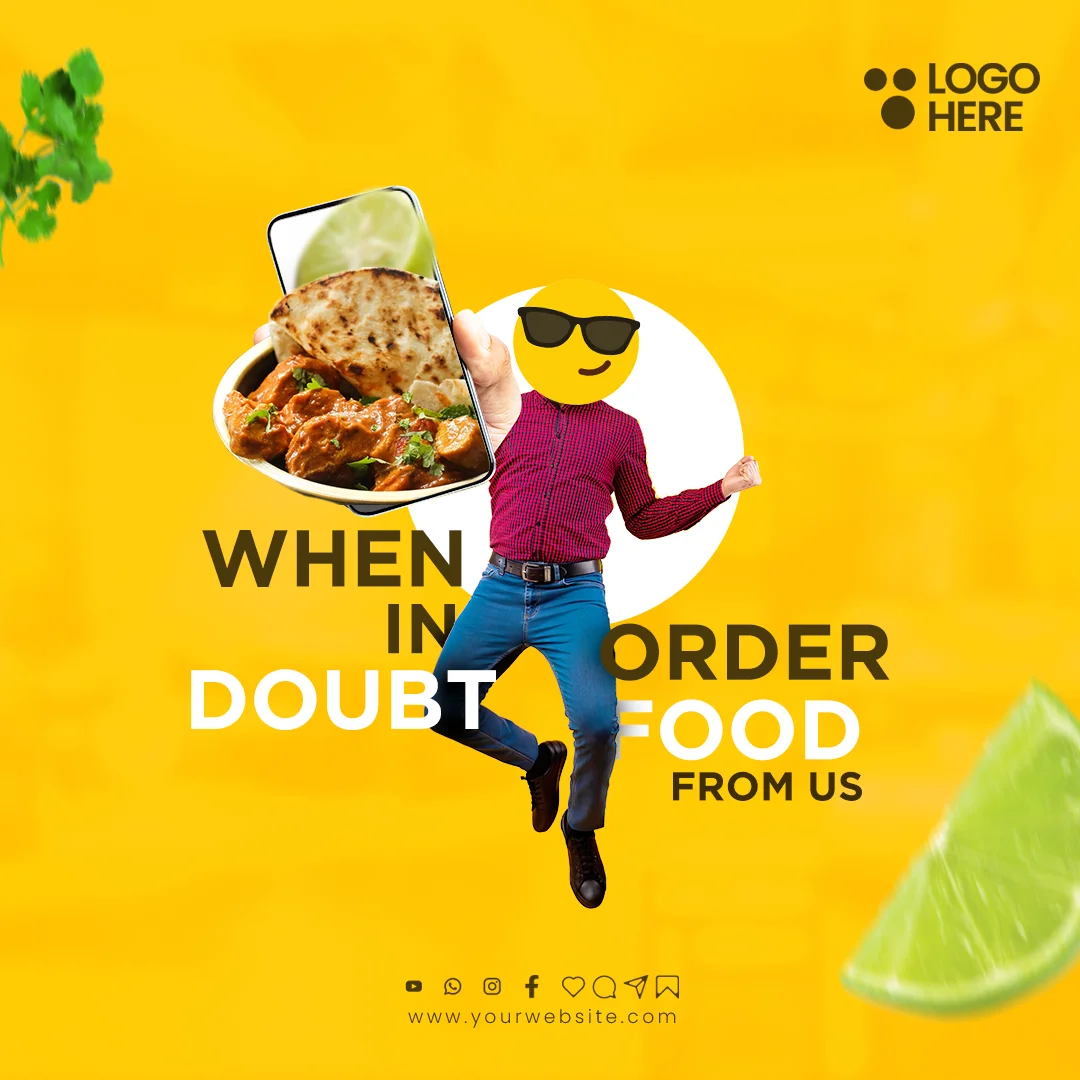 Restaurant delivery PSD template with a modern and customizable design, ideal for promoting food delivery services, online menus, and special deals