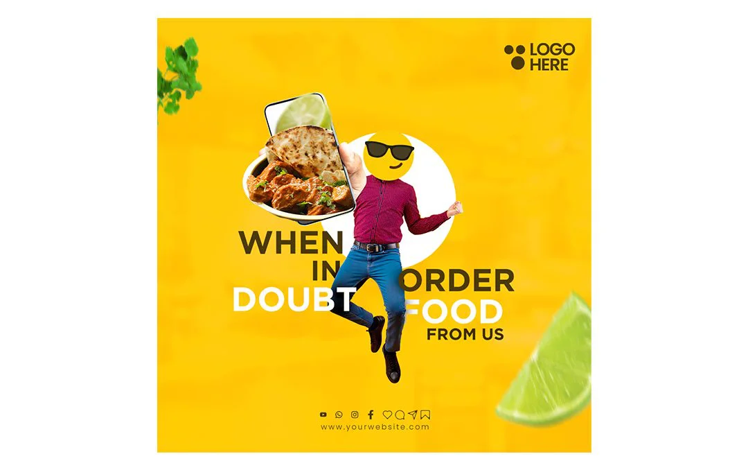 Restaurant delivery PSD template with a modern and customizable design, ideal for promoting food delivery services, online menus, and special deals