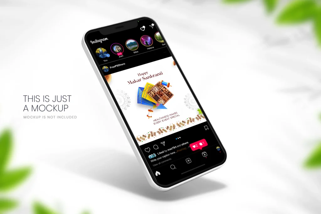 Free Pongal PSD template with a dry fruits theme, featuring traditional and festive design elements for greetings and promotions.