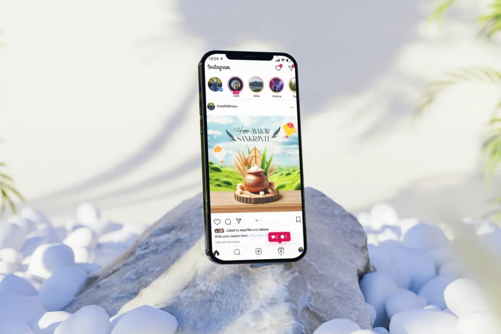 free pongal psd template with kites