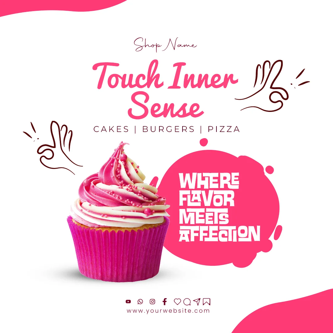 Cupcake PSD template with creative and customizable designs, perfect for bakery promotions and dessert advertising.