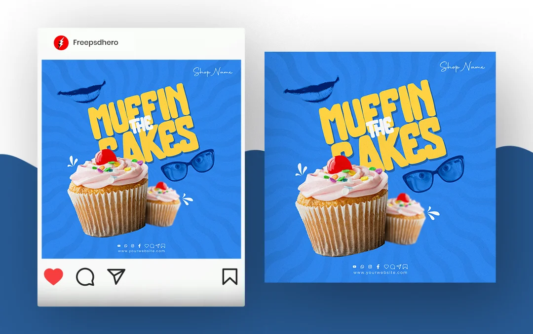 Cake PSD template with customizable and creative designs, ideal for bakery promotions and event advertising.
