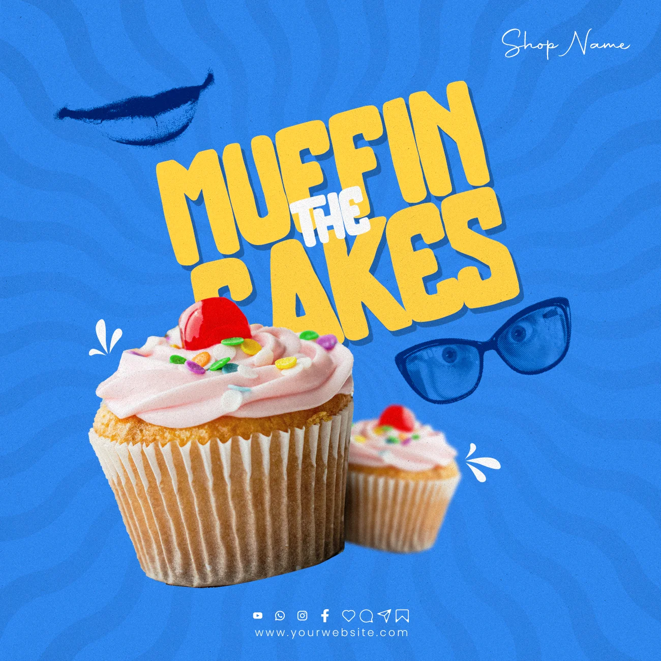 Cake PSD template with customizable and creative designs, ideal for bakery promotions and event advertising.