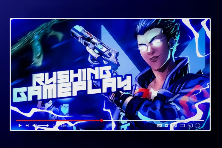 Download this Free Valorant Rushing Gameplay Thumbnail PSD - High-Action Design for Your Thrilling Videos