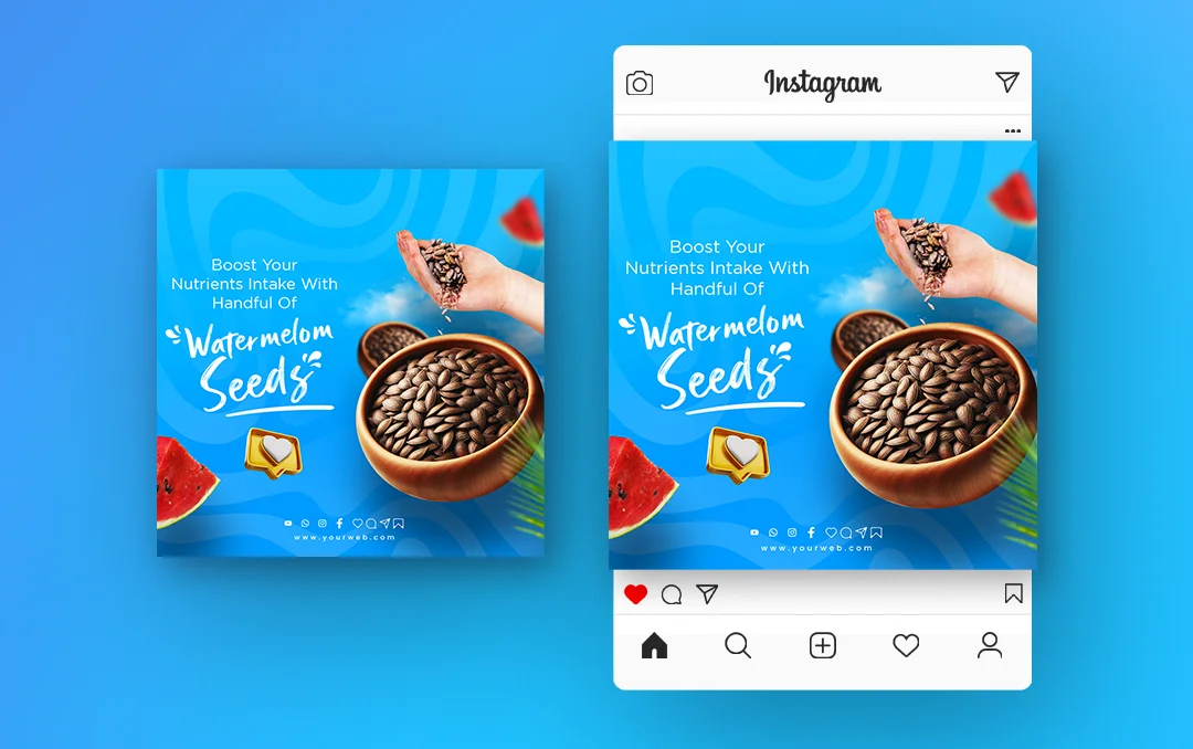 Customizable healthy food PSD template designed for promoting nutrition and wellness-related offers.