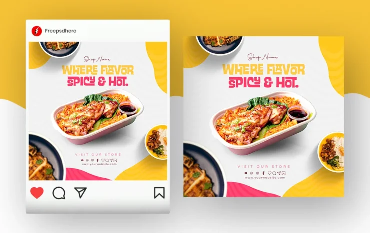 Meals PSD template with creative and customizable designs, ideal for promoting restaurant meals and food offers