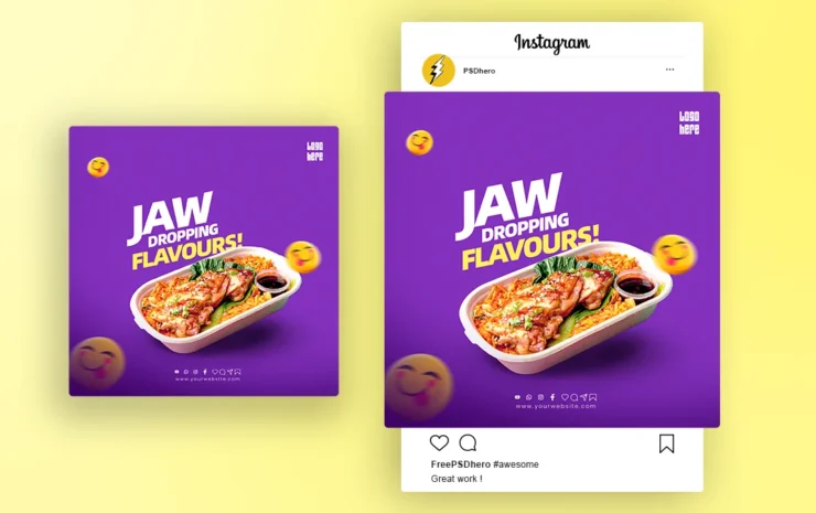 Free restaurant food PSD template with a modern and customizable design, ideal for showcasing menu items, promotions, and restaurant marketing.