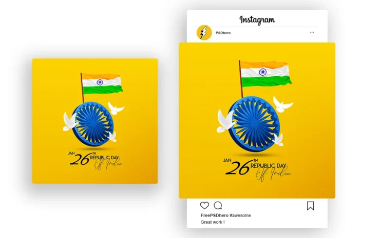 Download this Free 26th January Republic Day Modern Social Media Post PSD for Stylish & Trendy Posts