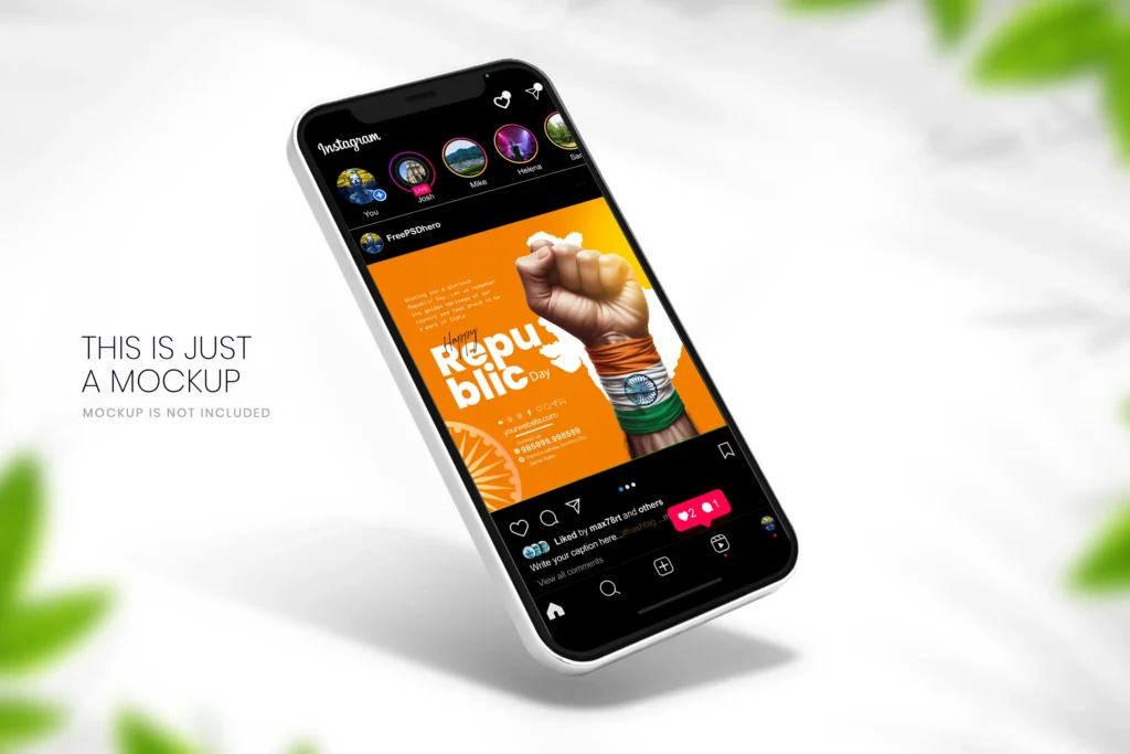 A vibrant Republic Day PSD template featuring a powerful fist wrapped in the Indian tricolor, with the map of India and Ashoka Chakra in the background, designed for creating engaging social media posts.