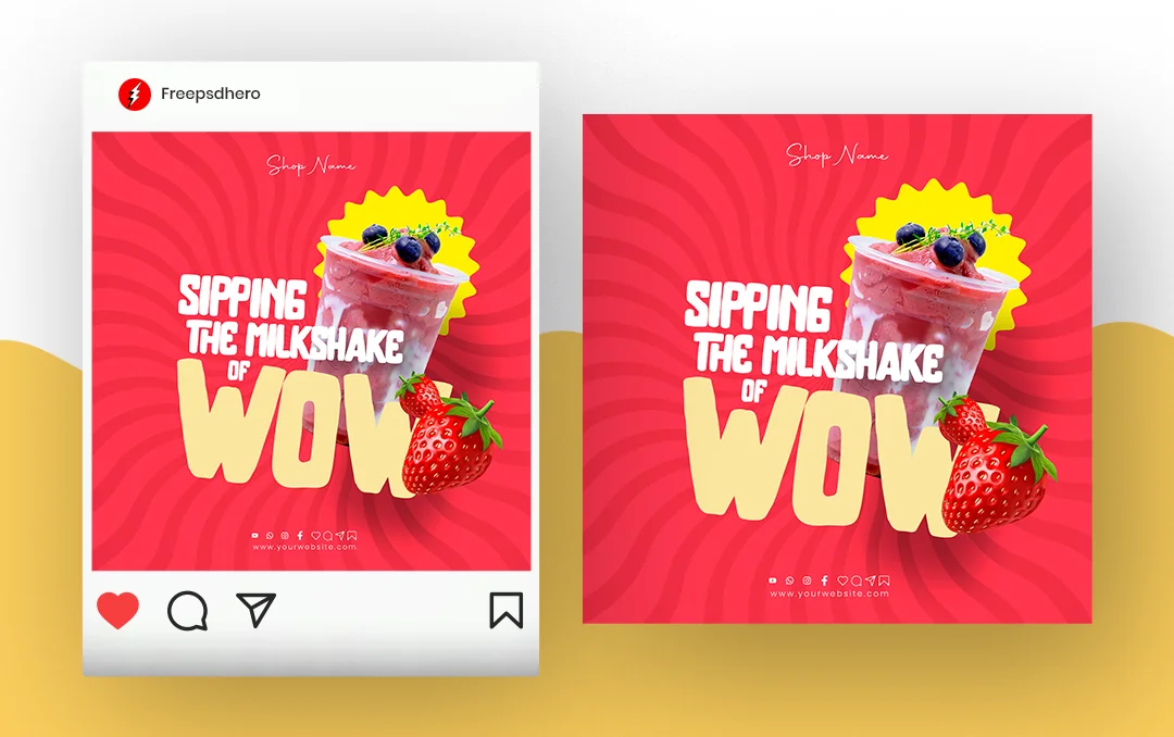 Milkshake PSD template with colorful and customizable designs, perfect for promoting milkshake specials and cafe menus.
