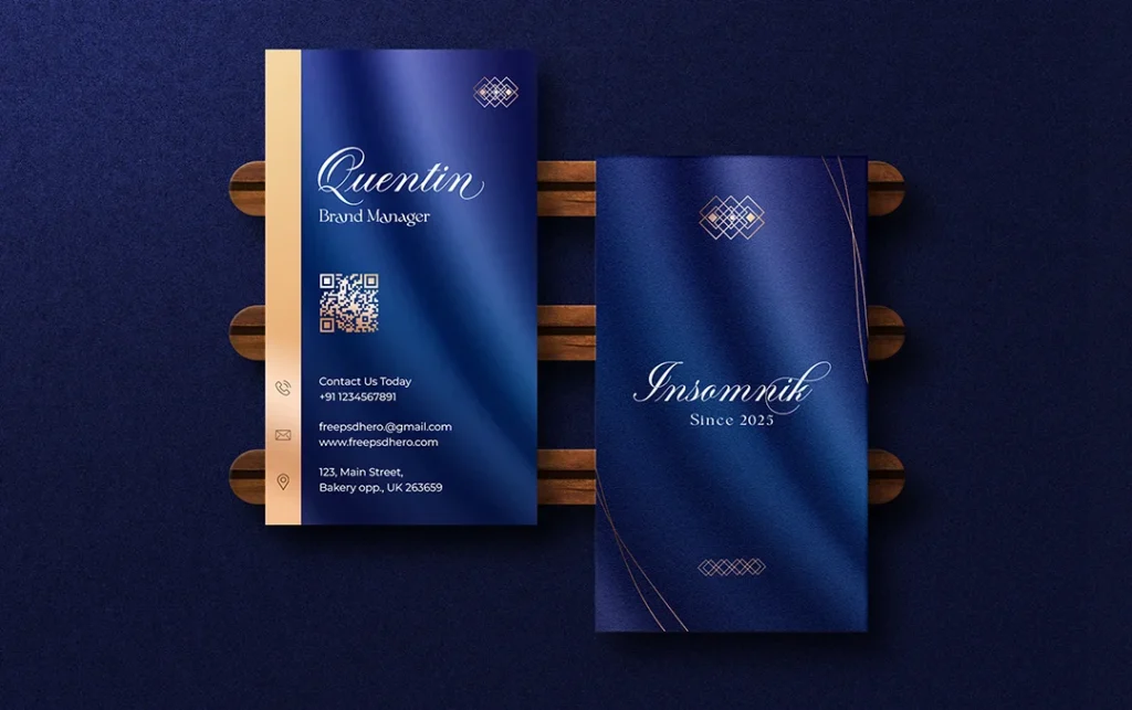 Blue Gold Luxury Free Business Cards PSD Template