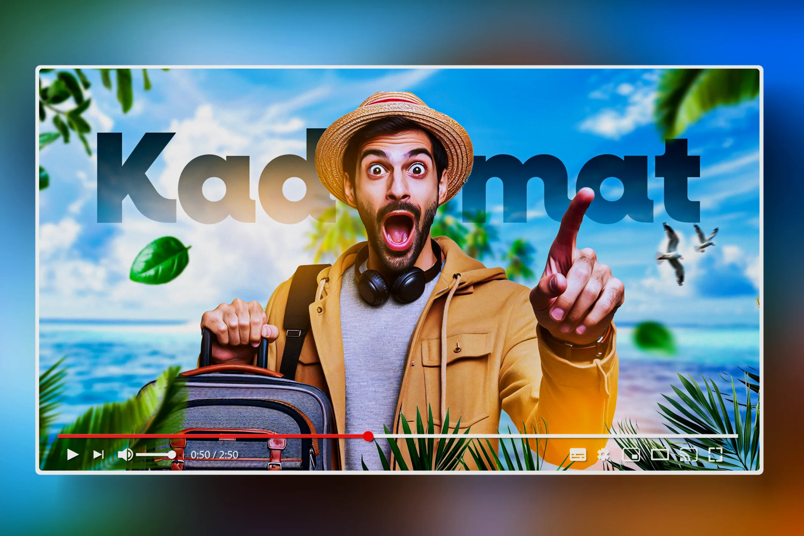 Free travel vlog PSD thumbnail template with customizable designs for creating engaging visuals for YouTube and social media.