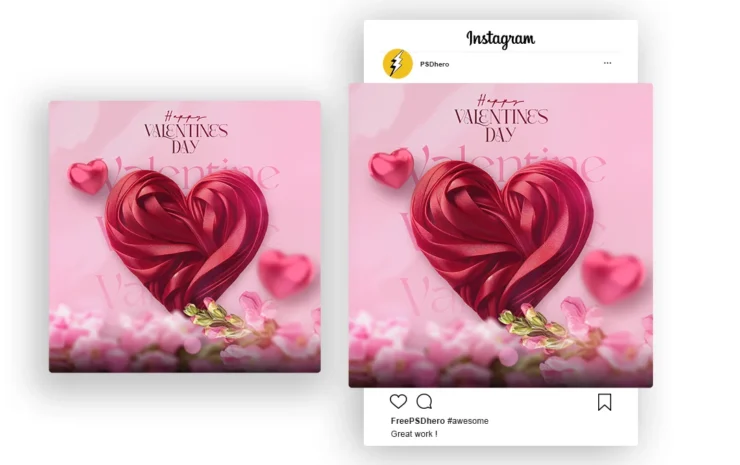 valentine day template for social media posts, promotions, and marketing campaigns. Download our customizable PSD design.
