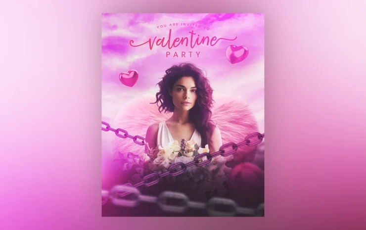 Valentine's Day Flyer PSD Template for romantic promotions, events, and marketing. Customize easily for your special day celebrations!