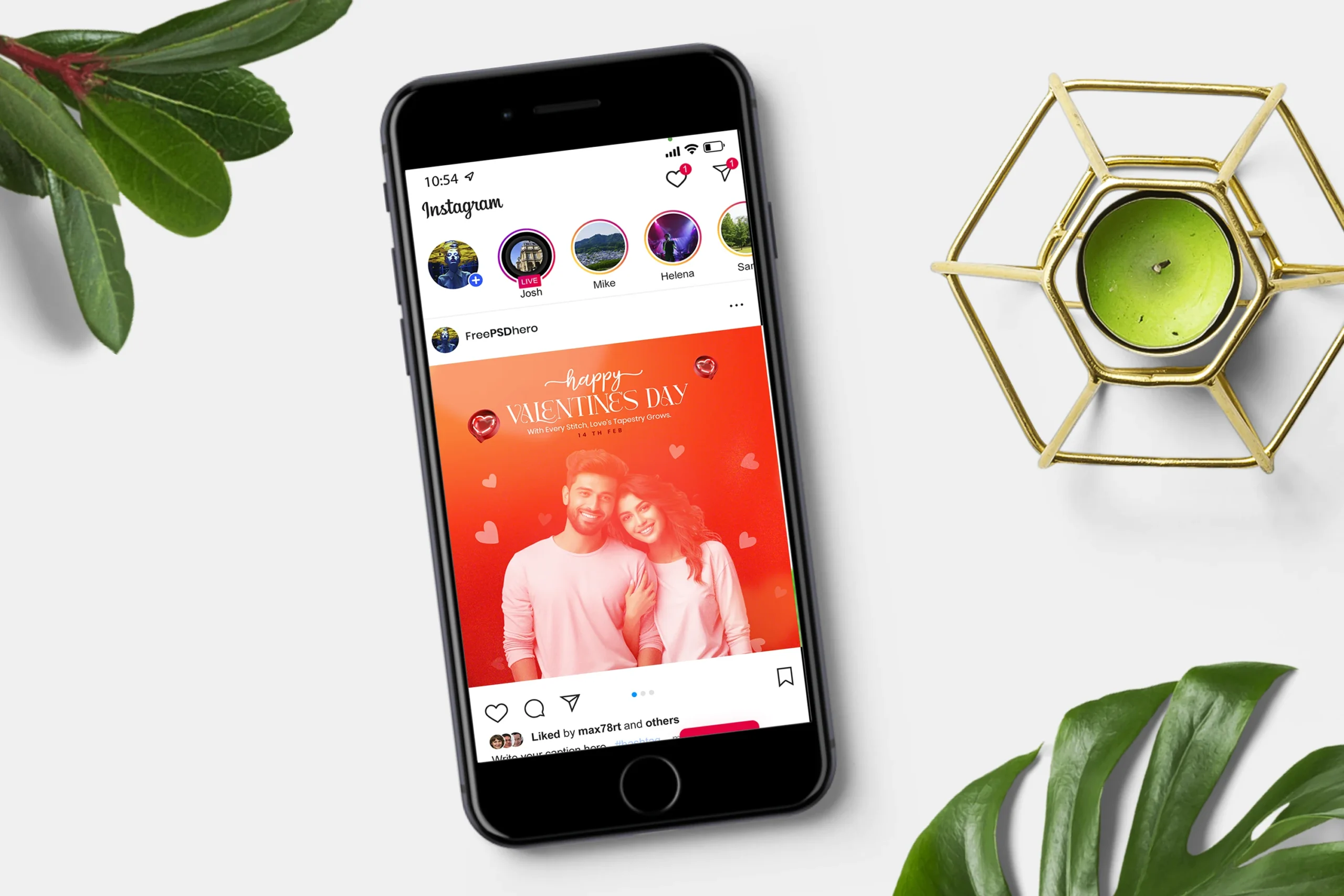 Valentine's Day Free PSD Template for Instagram on February 14th Valentine's Day template for Instagram: Word on the perfect Valentine's Day template