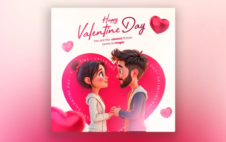 Happy Valentines Day Poster Free PSD template