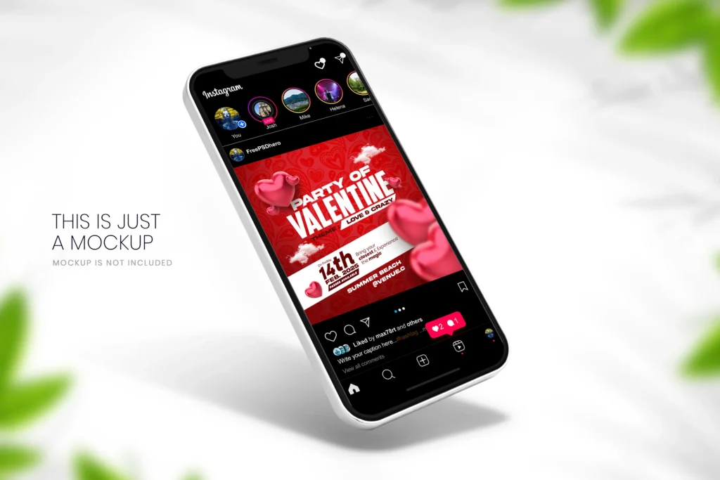 Free Valentine Party Flyer PSD Template featuring heart-themed graphics, red and pink colors, and elegant typography for event promotions.