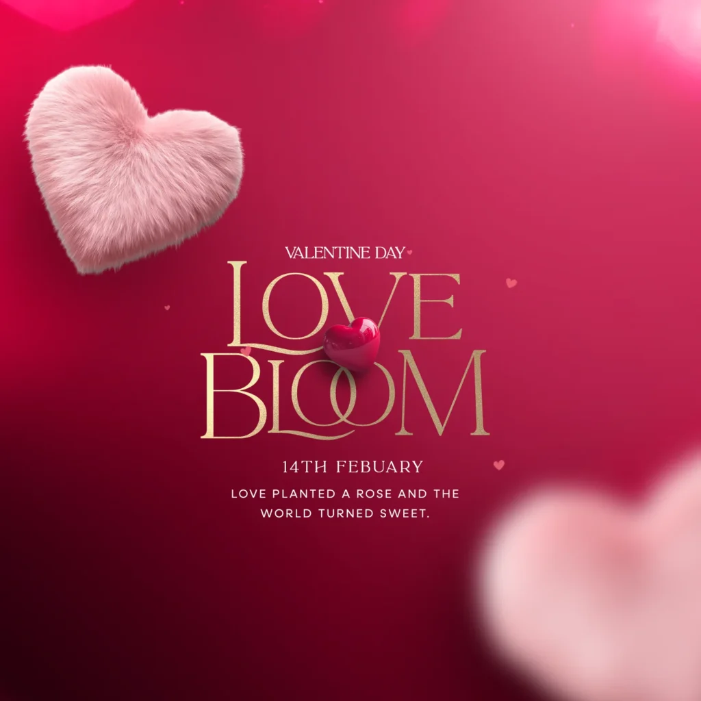 Elegant Free Valentine’s Day PSD Template featuring romantic typography, heart-themed graphics, and stylish colors for social media and event promotions.