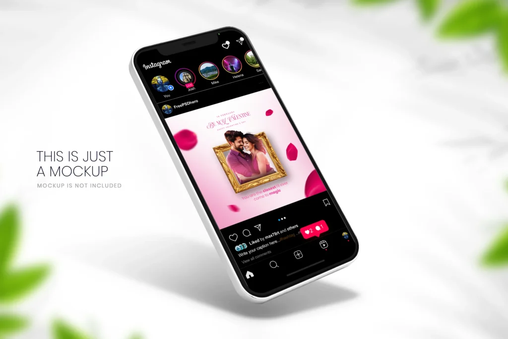 Elegant Free Valentine’s Day PSD Template featuring a romantic couple, heart-themed elements, and stylish fonts for event promotions.