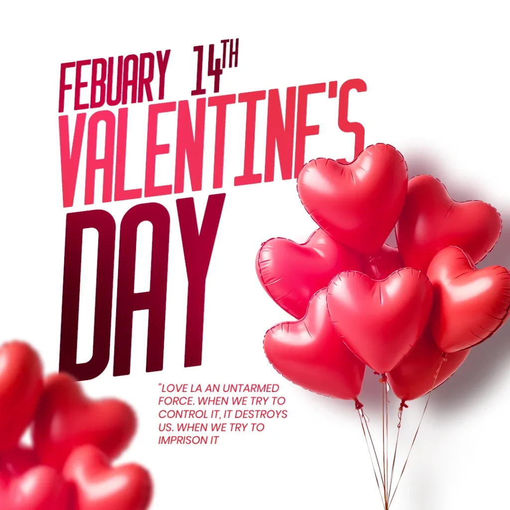 Heart-Themed Social Media Template featuring romantic Valentine’s Day graphics, stylish fonts, and love-themed colors for social media promotions.
